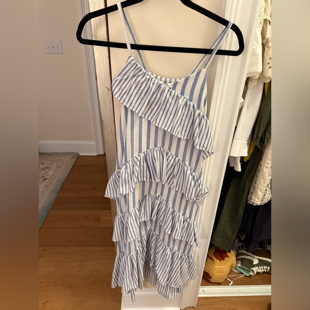 Anthropologie Blue and White Striped Maxi Dress